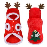 MysterLuna Pet Christmas Costumes Santa Claus Suit with Hat Winter Coat Warm Clothes for Small Cat Dogs (S, Elk Antlers 02)