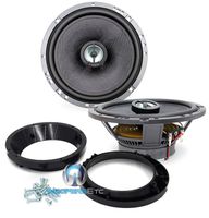 pkg Focal 165CA1 SG 6.5" 2-Way Coaxial Speakers With 5.25" to 6.5" Speaker Adapter Rings For Motorcycles