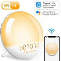 Sunrise Alarm Clock Wake-Up Light - Smart WiFi,Digital Alarm Clocks Radio for Bedroom,Work with Alexa,Google Home,Snooze,USB Charger,4 Alarms,FM,7 Sounds,for Adults Kids and Heavy Sleepers