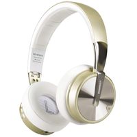 Bluetooth Headphones, Riwbox XBT-90 Foldable Wireless Bluetooth Headphones Over Ear Hi-Fi Stereo Wireless Headset with Mic/TF Card and Volume Control Compatible for PC/Cell Phones/TV/ipad (White&Gold)