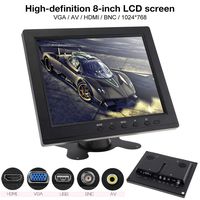 8 Inch LED Monitor HD TFT-LCD Color Monitor Mini TV Computer 2 Channel Video Input Security Monitor with Speaker VGA HDMI for Car