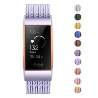 Fitlink Stainless Steel Metal Replacement Bands for Fitbit Charge 3 and Charge 3 SE for Women Men,Multi Color Multi Size(Purple,Large(6.1 ''- 9.9''))