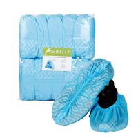 SHEEFLY 100 Pack Disposable Boot Shoe Covers, Water Resistant, Non-Slip,Durable Recyclable Boot Covers, Thick Shoe Protectors for Indoor Carpet Floor Usage Medical Museum Workplace(Blue)