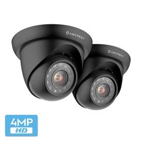 2-Pack Amcrest UltraHD 4MP Outdoor Camera Dome Security Camera IP67 Weatherproof, 98ft IR Night Vision, 100° Wide Angle, Home Security, Black (2PACK-AMC4MDM28P-B)