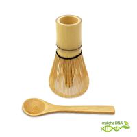 Bamboo Whisk (Chasen) and Hooked Bamboo Scoop (Chashaku) - Matcha Tea Whisk for Matcha Tea Preparation - MatchaDNA Brand - Traditional Matcha Whisk Made from Durable and Sustainable Golden Bamboo