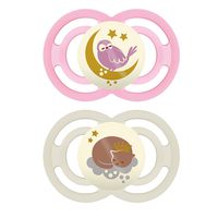 MAM Perfect Night Pacifiers, Glow in the Dark Pacifiers (2 pack, 1 Sterilizing Pacifier Case), MAM Pacifiers 16 Plus Months, Best Pacifier for Breastfed Babies, Baby Girl Pacifier
