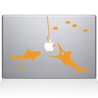 The Decal Guru Shark Party Under The Sea MacBook Decal Vinyl Sticker - 11" MacBook Air - Yellow (0192-MAC-11A-SY)