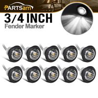 Partsam 10pcs 3/4" White LED Side Marker Bullet Button Light Replacement Clear Lens, Sealed 3/4 Inch White Trailer LED Clearance and Side Marker Lights w Grommet Truck Lamps