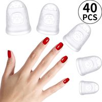 Guitar Fingertip Protectors, Silicone Guitar Finger Guards, Fingertip Protection Covers Caps for Stringed Instruments Like Guitar Ukulele Bass, Sewing and Embroidery, 5 Sizes (40 Pieces, Transparent)