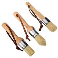 Chalk & Wax Paint Brush for Furniture Painting Waxing and Stenciling Natural Hair Bristles Lightweight Rust Resistant for Dark & Clear Soft Wax Chalked Paint Milk Paint Stencils 3 Piece Brush Set