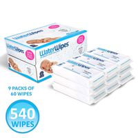 WaterWipes Unscented Baby Wipes, Sensitive and Newborn Skin, 9 Packs (540 Wipes)