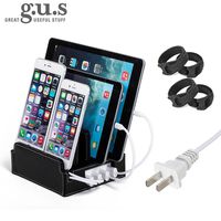 Black Leatherette Compact Charging Station with Free Cable Ties