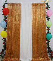 ShinyBeauty Sequin Curtain 2 Panels Glitter Backdrop 6FT Gold Sequin Backdrop 8FT Photography Background Backdrop for Pictures