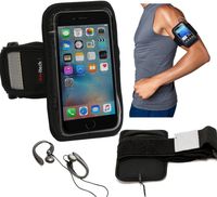 Navitech Black Running/Jogging/Cycling Water Resistant Sports Armband Compatible with The Apple iPhone 6S Plus