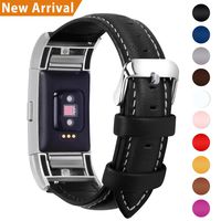Fullmosa Compatible Charge 2 Band/Strap/Charge 2 Accessories, Genuine Leather Band Compatible Charge 2, Black