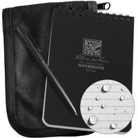 Rite In The Rain Weatherproof 4" x 6" Top-Spiral Notebook Kit: Black Cordura Fabric Cover, 4" x 6" Black Notebook, and Weatherproof Pen (No. 746B-KIT)