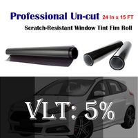Mkbrother Uncut Roll Window Tint Film 5% VLT 24" in x 15' Ft Feet Car Home Office Glasss
