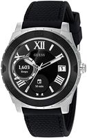 GUESS Men's Stainless Steel Android Wear Touch Screen Silicone Smart Watch, Color: Black (Model: C1001G1)