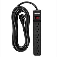 DEWENWILS 6-Outlet Power Strip Surge Protector with 15 Ft Extra Long Extension Cord, Low Profile Flat Plug, and 15 Amp Circuit Breaker, 500 Joules, Wall Mount, Black, UL Listed