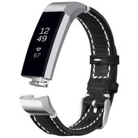 iHillon Compatible with Fitbit Alta (HR)/ Fitbit Ace Bands, Classic Soft Genuine Leather Strap Compatible with Fitbit Alta/Alta Hr/Fitbit Ace Women Men Wristband (Black)