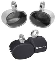Pair Rockville MAC69S 6x9 Silver Aluminum Wakeboard Tower Speaker Pods+Covers