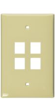 Leviton 41091-4IN QuickPort Midsize Wallplate, Single Gang, 4-Port, Ivory