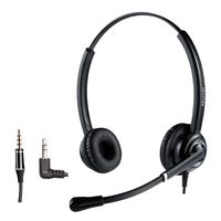 2.5mm Telephone Headset with Noise Cancelling Mic for Jabra Cisco Linksys SPA Polycom Grandstream Panasonic Zultys Gigaset and Other Cordless Dect Phones Including 3.5mm Connector for Cell Phone