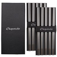 Devico Chopsticks, Metal Chopsticks, 18/10 Stainless Steel Chopstick Set, Reusable, Dishwasher Safe (10 pairs)