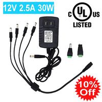 [UL Listed] Munzong 12V 2.5A 30W AC DC Switching Power Supply Adapter (Input 100-240V, Output 12 Volt 2.5 Amp) Wall Transformer Charger for DC12V CCTV Camera LED Strip Light (3Ft Cord, 30 Watt Max)