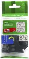 LM Tapes - Brother PT-1830 1/2" (12mm 0.47 Laminated) Black on Matte Clear Compatible TZe P-touch Tape for Brother Model PT1830 Label Maker with FREE Tape Guide Included