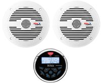 Boss 3-Inch Gauge Marine MP3/Radio Bluetooth ATV Boat & 6.5-Inch Speakers
