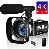 SEREE Camcorder 4K 30MP WIFI Control Digital Camera 3.0" Touch Screen Night Vision Video Camcorder Vlogging Camera with External Microphone