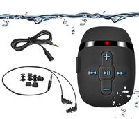 Waterproof MP3 Player for Swimming and Running,Underwater Headphones with Short Cord, Shuffle Feature (Black)