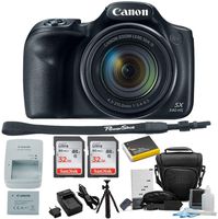 Canon Powershot SX540 HS Digital Camera with 50X Optical Zoom and 32GB Memory Card Pack of 2, Spare Battery and Charger, Camera Bag and Accessory Super Bundle (5 Items)