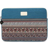 13 Inch Bohemian Canvas Protective Laptop Sleeve Bag Notebook Case Cover for MacBook, Chromebook, Acer, Dell, HP, Samsung, Sony (Horizontal, Blue)