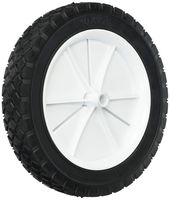 Shepherd Hardware 9615 10-Inch Semi-Pneumatic Rubber Replacement Tire, Plastic Wheel, 1-3/4-Inch Diamond Tread, 1/2-Inch Bore Offset Axle,White