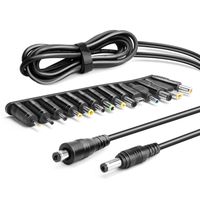 KFD Universal Adapter Plug Converter 5.5x2.5mm to 5.5x2.1mm with 14 Tips 2.0x0.6/2.5x0.7/3.0x1.0/4.0x1.7/4.8x1.7/5.5x3.0/5.5x1.7/6.3x3.0/ Type-C/ 6.5x4.4/4.5x3.0/7.4x5.0/ USB Type/ 7.9x5.5mm