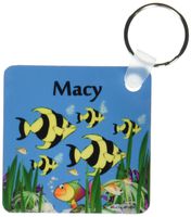 3dRose Colourful tropical plants and fish design personalized with a female name Macy - Key Chains, 2.25 x 4.5 inches, set of 4 (kc_52861_2)