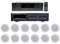 Technical Pro 6000w 6 Zone, Home Theater Bluetooth Receiver+12 8" Speakers+EQ