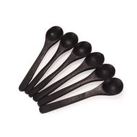 BambooMN Brand - Black 3.9" Round Head Small Solid Bamboo Spice/Salt/Sugar Spoons, 30pcs