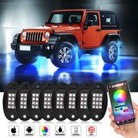 JoaSinc RGB LED Rock Lights With Bluetooth Controller Phone App/Remote Control Timing Flashing Music Mode Underglow Neon LED Light IP67 Waterproof for Cars Jeep Off Road Truck SUV ATV (8 Pods)