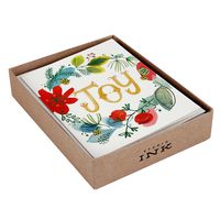 Hallmark Studio Ink Boxed Christmas Cards, Joy Floral Christmas Wreath (12 Cards with Envelopes)