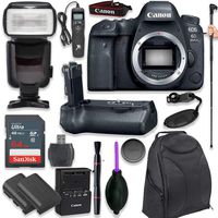 Canon EOS 6D Mark II Digital SLR Camera Body - Wi-Fi Enabled with Pro Camera Battery Grip, Professional TTL Flash, Deluxe Backpack 200EG, Universal Timer Remote Control, Spare LP-E6 Battery (16 items)