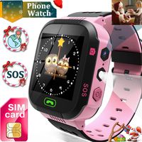 Kids Smart Watch [Free SIM Card Include] GPS+LBS Tracker Boys Girls Touch Screen Smartwatch Phone SOS Call Anti-Lost Camera Sport Wristwatch Flashlight Learning Game Watch Birthday Holiday Gifts