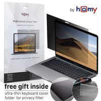Homy Privacy Screen for MacBook Pro 13 inch 2016-2017-2018-2019 + Bonus Keyboard Protector Ultra-Thin TPU Cover & Storage Folder/Easy On-Off Anti Spy Filter for A1706 A1989 A2159 Touch Bar, A1708