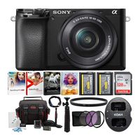 Sony Alpha a6100 APS-C Mirrorless Interchangeable-Lens Camera with 16-50mm Lens Bundle (9 Items)