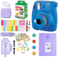 Fujifilm Instax Mini 9 Instant Camera + Fuji Instax Film (20 Sheets) + Accessories Bundle Includes; Carrying Case, Album, Selfie Lens, Frames and Stickers + More (Cobalt Blue)