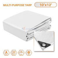 TANG Sunshades Depot 10 x 12 Feet Heavy Duty 10 Mil White Cover Tent Shelter Camping Tarpaulin Multi Purpose Waterproof Poly Tarp Cover Reinforced Rip-Stop with Grommets