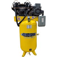 10 HP Quiet Air Compressor, 1 PH, 2-Stage, 80-Gallon, Vertical, EMAX Yellow, Industrial Series, Model ES10V080V1 by EMAX Compressor