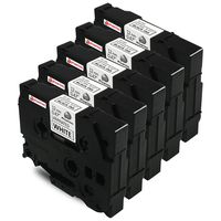 Phoenixa 5 Pack Compatible Brother P-touch M Tape M231 MK231 M-K231 Black on White Label Tape for Brother P Touch Label Maker PT-90 PT-M95 PT-70BM PT-65 PT-85 PT-45 (0.47 Inch x 26.2 Feet 12mm x 8m)